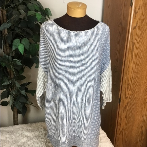 STYLE & Co Woman 1X blue/white 3/4 sleeve sweater - Picture 5 of 10